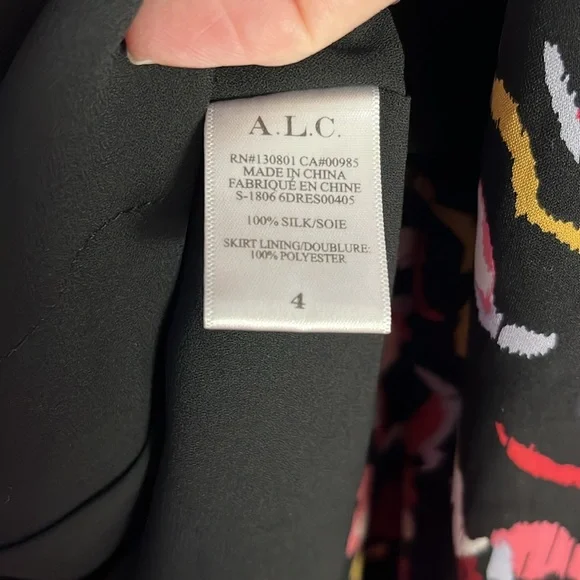 A.L.C. Silk wrap dress black and coral size 4 - Picture 11 of 11